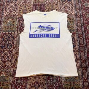VTG 90s Sideout American Sport logo spell out muscle tee shirt‎ tank top XXL USA